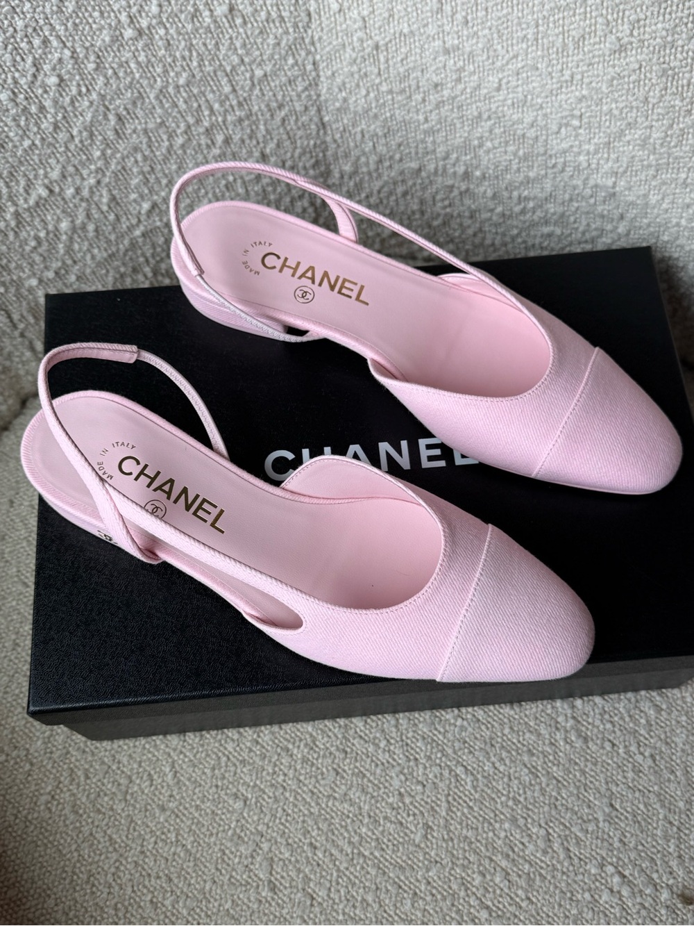 CHANEL Spring-Summer 2026 Pink Denim Slingback Flats — NEW IN BOX - Picture 8 of 10